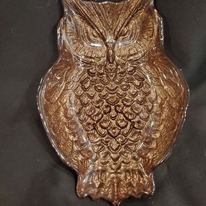 Glass Frosted OWL Dish
